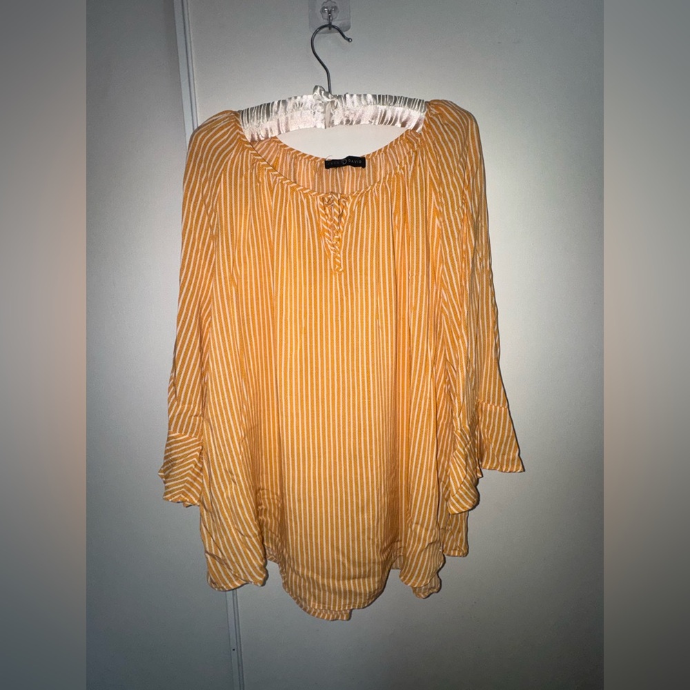 Fred David Mustard Striped Blouse